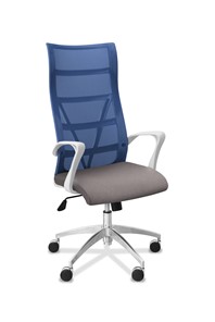 Кресло для руководителя Топ X белый каркас, сетка/ткань TW / синяя/серая в Сыктывкаре