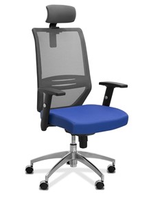 Офисное кресло Aero с подголовником, сетка/ткань TW / черная/ синяя в Сыктывкаре