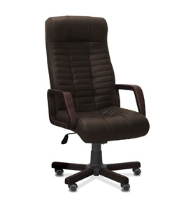 Кресло для руководителя Атлант W, экокожа премиум / тёмно-коричневая CN1113/ дерево - венге в Сыктывкаре