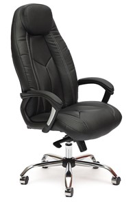 Кресло BOSS Lux, кож/зам, черный/черный перфорированный, арт.9160 в Сыктывкаре