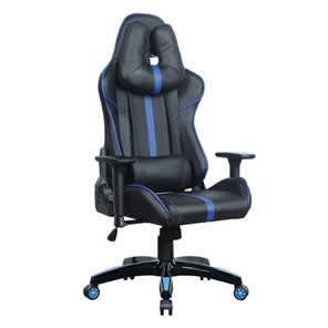 Кресло BRABIX "GT Carbon GM-120", две подушки, экокожа, черное/синее, 531930 в Сыктывкаре