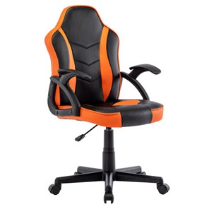 Кресло компьютерное BRABIX "Shark GM-203", экокожа, черное/оранжевое, 532513 в Сыктывкаре