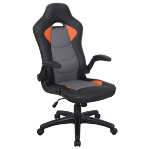 Кресло офисное BRABIX "Skill GM-005", откидные подлокотники, экокожа, черное/оранжевое, 532495 в Сыктывкаре