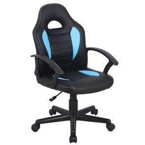Кресло офисное BRABIX "Spark GM-201", экокожа, черное/голубое, 532505 в Сыктывкаре