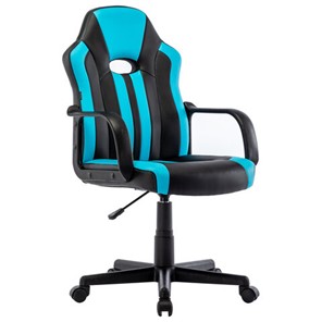 Кресло компьютерное BRABIX "Stripe GM-202", экокожа, черное/голубое, 532509 в Сыктывкаре