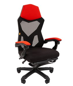 Офисное кресло CHAIRMAN 571 с подставкой для ног , сетчатый акрил / полиэстер черный/красный в Сыктывкаре