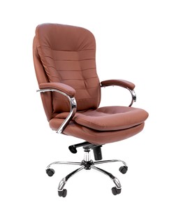 Кресло компьютерное CHAIRMAN 795 кожа, цвет коричневый в Сыктывкаре
