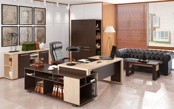 Кабинет руководителя ALTO с высоким шкафом для одежды, низким для документов и журнальным столиком в Сыктывкаре