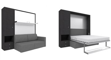 Подъемная кровать Кровать-трансформер Smart (ШЛ+КД 1400), шкаф левый, правый подлокотник в Сыктывкаре