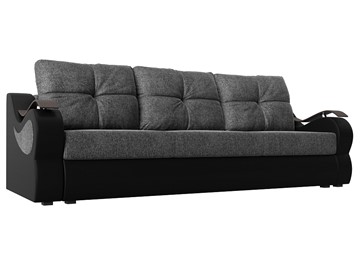 Прямой диван Меркурий еврокнижка, Серый/черный (рогожка/экокожа) в Сыктывкаре