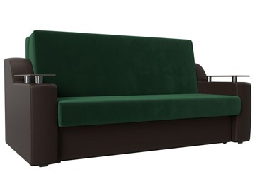 Прямой диван Сенатор Аккордеон 160, Зеленый\Коричневый (Велюр\Экокожа) в Сыктывкаре