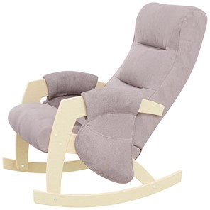 Кресло-качалка ЭЛИТ с карманами Джанни (каркас дуб, сиденье серо-розовое) в Сыктывкаре