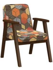 Мягкое кресло Ретро ткань геометрия коричневый, каркас орех в Сыктывкаре