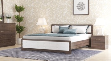 Спальная кровать СВ-Стиль Золушка, 140х200 с основанием, кожзам, венге в Сыктывкаре