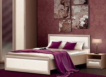 Кровать 2-спальная Камелия, 1600, шимо светлый/белый кожзам в Сыктывкаре