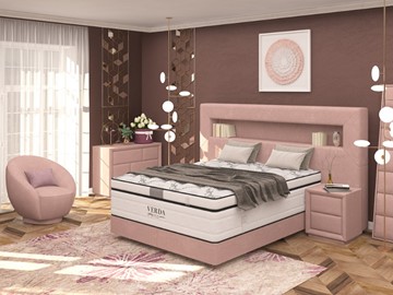 Кровать 2-спальная Smart/Podium M 160х200, Флок (Велсофт Винтажный розовый) в Сыктывкаре