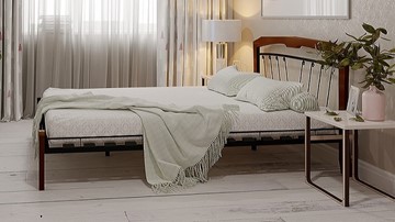 Спальная кровать Муза 4 Лайт, 1400, черный/махагон в Сыктывкаре