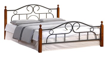 Кровать с основанием AT-808 дерево гевея/металл, 160*200 см (Queen bed), красный дуб/черный в Сыктывкаре