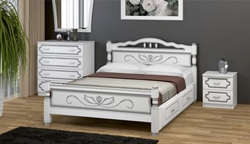 Кровать с выкатными ящиками Карина-5 (Белый Жемчуг) 160х200 в Сыктывкаре