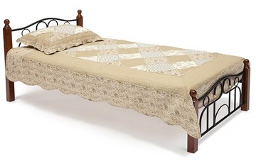 Односпальная кровать AT-808 дерево гевея/металл, 90*200 см (Single bed), красный дуб/черный в Сыктывкаре