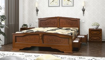 Кровать с выкатными ящиками Елена (Орех) 140х200 в Сыктывкаре