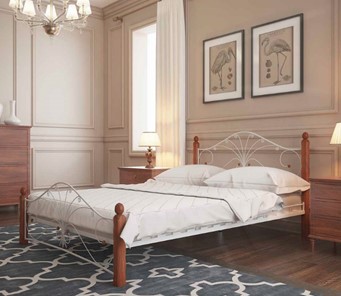 Двуспальная кровать Фортуна 1, 1600, белый/махагон в Сыктывкаре