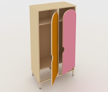 Детский двухдверный шкаф ШГС2 Беж + Розовый+Оражневый в Сыктывкаре