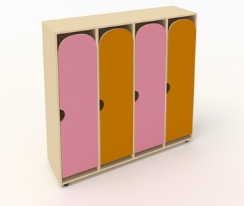 Детский распашной шкаф ШГ4У Беж+Оранжевый+Розовый в Сыктывкаре
