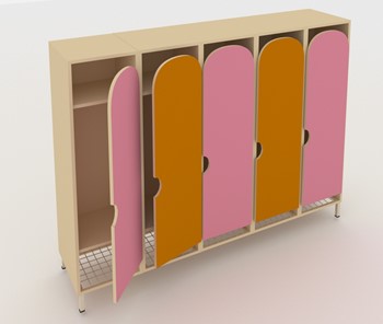 Детский шкаф ШГС5 Беж +Оранжевый + Розовый в Сыктывкаре