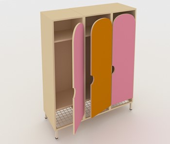 Распашной шкаф детский ШГС3 Беж + Розовый + Оранжевый в Сыктывкаре