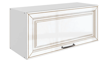 Шкаф на кухню Атланта L800 Н360 (1 дв. гл.) эмаль (белый/белый глянец патина золото) в Сыктывкаре