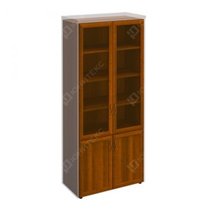 Шкаф для документов со стеклянными дверьми в рамке Мастер, темный орех (90х45х208) МТ 379 в Сыктывкаре