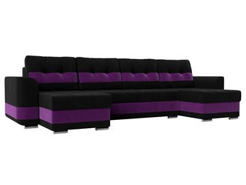 П-образный диван Честер, Черный/фиолетовый (вельвет) в Сыктывкаре