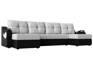П-образный диван Меркурий П, Белый/черный (экокожа) в Сыктывкаре