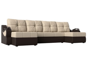 П-образный диван Меркурий П, Бежевый/коричневый (экокожа) в Сыктывкаре