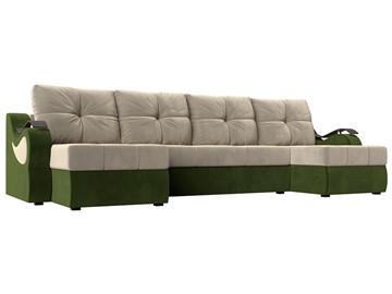 П-образный диван Меркурий П, Бежевый/зеленый (вельвет) в Сыктывкаре