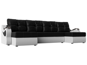 П-образный диван Меркурий П, Черный/белый (экокожа) в Сыктывкаре