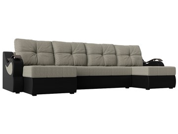 П-образный диван Меркурий П, Корфу 02 (рогожка)/черный (экокожа) в Сыктывкаре