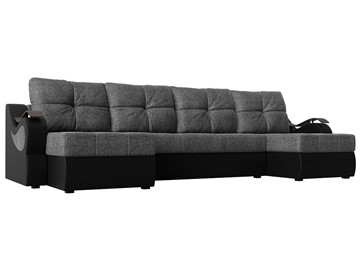 П-образный диван Меркурий П, Серый/черный (рогожка/экокожа) в Сыктывкаре
