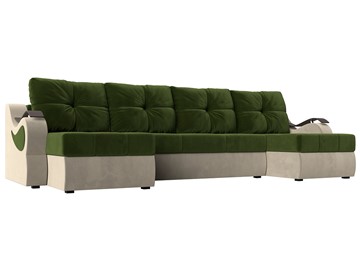 П-образный диван Меркурий П, Зеленый/бежевый (вельвет) в Сыктывкаре