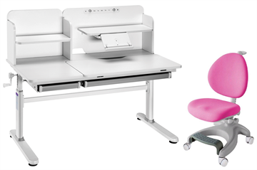 Комплект парта + кресло Iris II Grey + Cielo Pink + чехол для кресла в подарок в Сыктывкаре