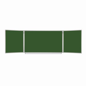Доска  для мела 3-х элементная 100х150/300 см, 5 рабочих поверхностей, зеленая, BRAUBERG, 231707 в Сыктывкаре