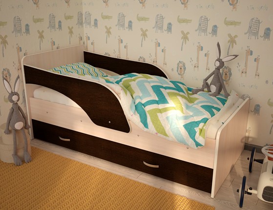 Кровать с ящиками Максимка, корпус Млечный дуб, фасад Венге в Сыктывкаре - изображение