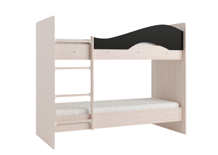 Детская  двухъярусная кровать Мая с 2 ящиками на щитах, корпус Млечный дуб, фасад Венге в Сыктывкаре - изображение 3