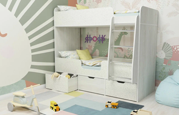 Двухэтажная детская кровать Малыш двойняшка 70х160, корпус Винтерберг, фасад Фейритейл в Сыктывкаре