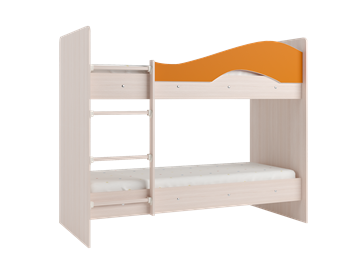 Детская 2-этажная кровать Мая с 2 ящиками на щитах, корпус Млечный дуб, фасад Оранжевый в Сыктывкаре - предосмотр 2