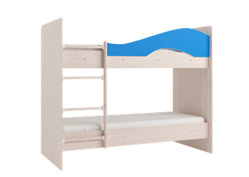 Детская двухэтажная кровать Мая с 2 ящиками на щитах, корпус Млечный дуб, фасад Синий в Сыктывкаре - предосмотр 2