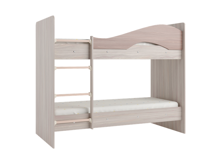 Двухэтажная детская кровать Мая с 2 ящиками на щитах, корпус Шимо светлый, фасад Шимо темный в Сыктывкаре - изображение 2