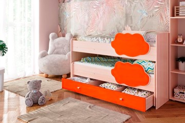 Детская двухъярусная кровать Соник 1.6 с ящиком, Оранжевый в Сыктывкаре