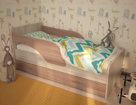 Кровать детская Максимка, корпус Шимо светлый, фасад Шимо темный в Сыктывкаре - изображение